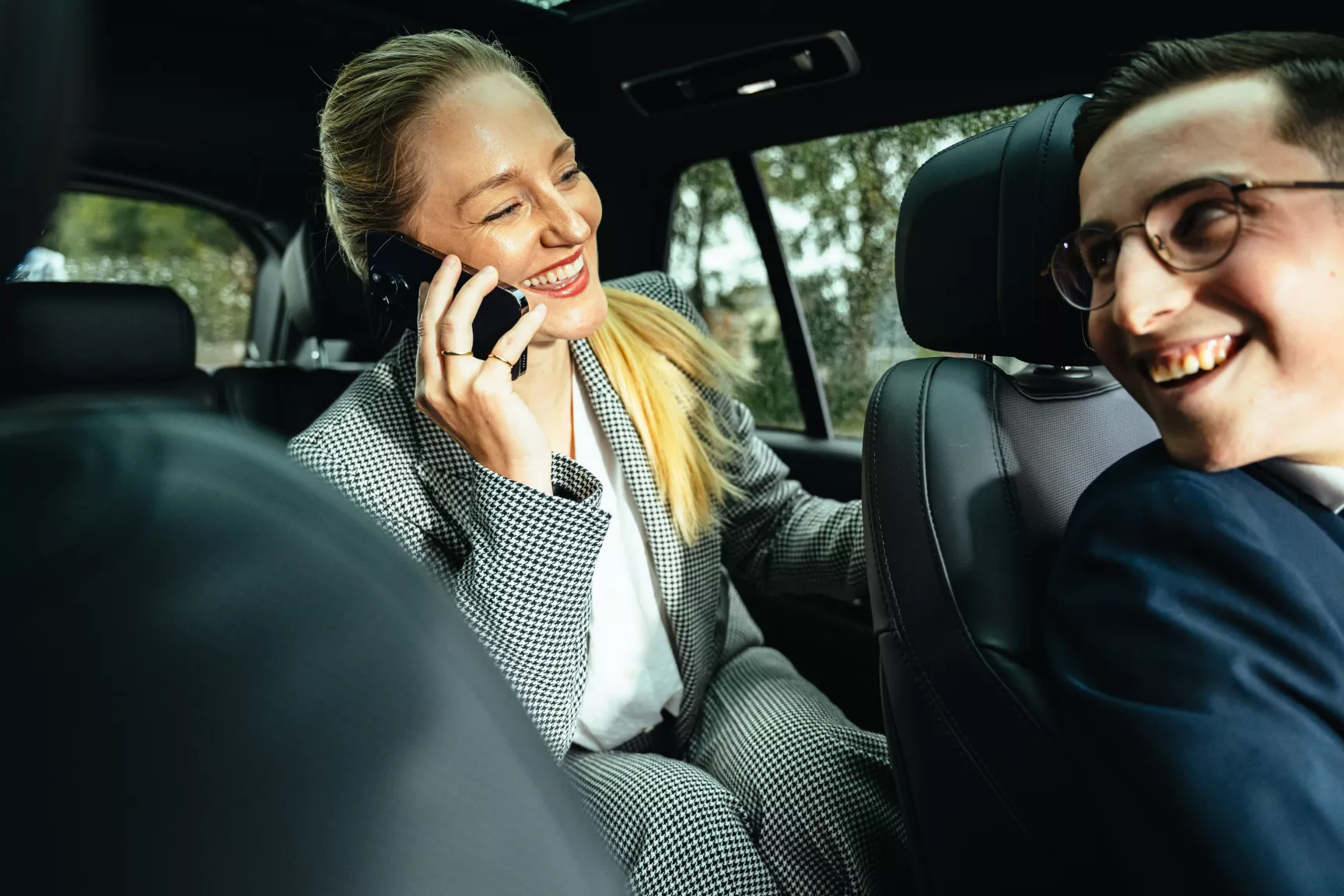 private driver and customer in the car